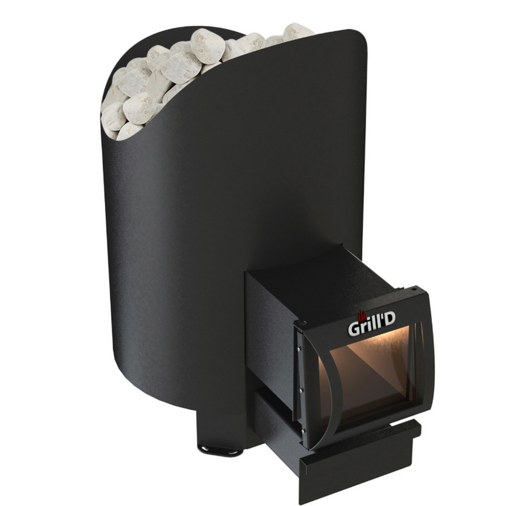 Дровяная банная печь Grill'D Aurora 160 с вынсной топкой и дверцей со стеклом