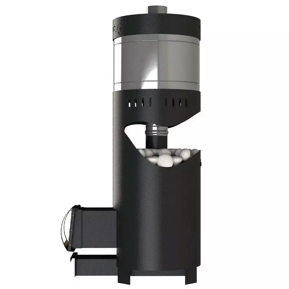 Дровяная банная трёхсекционная печь с баком для воды Grill'D Aurora 160A Trio с вынсной топкой и дверцей со стеклом