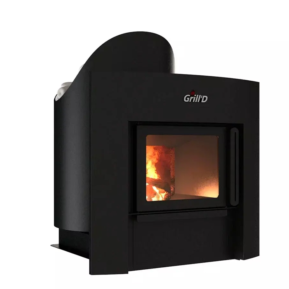 Дровяная банная печь Grill'D Aurora 180 с вынсной топкой и дверцей с панорамным стеклом