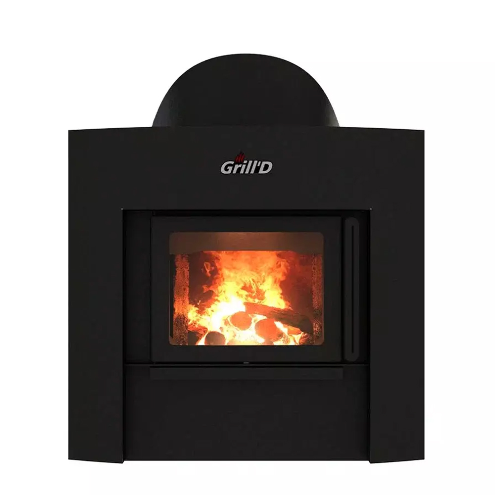 Дровяная банная печь Grill'D Aurora 180 с вынсной топкой и дверцей с панорамным стеклом
