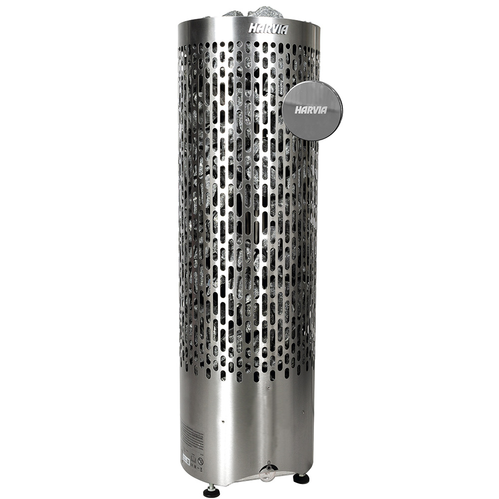 Электрическая печь для сауны Harvia Cilindro Plus Spot PP70SP, 6,8 кВт с беспроводным пультом управления в комплекте, матовая сталь