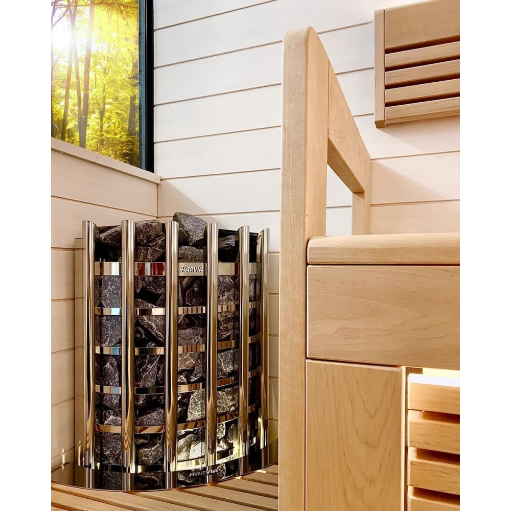 Электрическая печь для сауны Harvia Glow Corner TRC70, 6,8 кВт, встроенный пульт, сталь