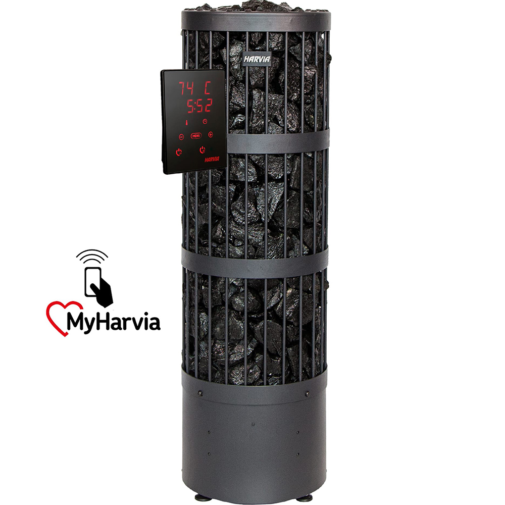 Электрическая печь для сауны Harvia Legend Home PO110XW WiFi black, 10,8 кВт с выносным пультом управления в комплекте, черная