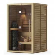 Сауна в сборе SAWO Glass Front 1414LS-G интерьер CLASSIC кедр