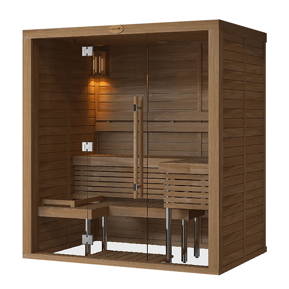 Сборная финская сауна SAWO Glass Front 1420ML-CD-G (1,4м х 2,0м, кедр, полностью стеклянная стена, дизайн Classic, правосторонняя дверь) без оборудования