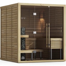 Сауна в сборе SAWO Glass Front 2020ML-G интерьер CLASSIC кедр