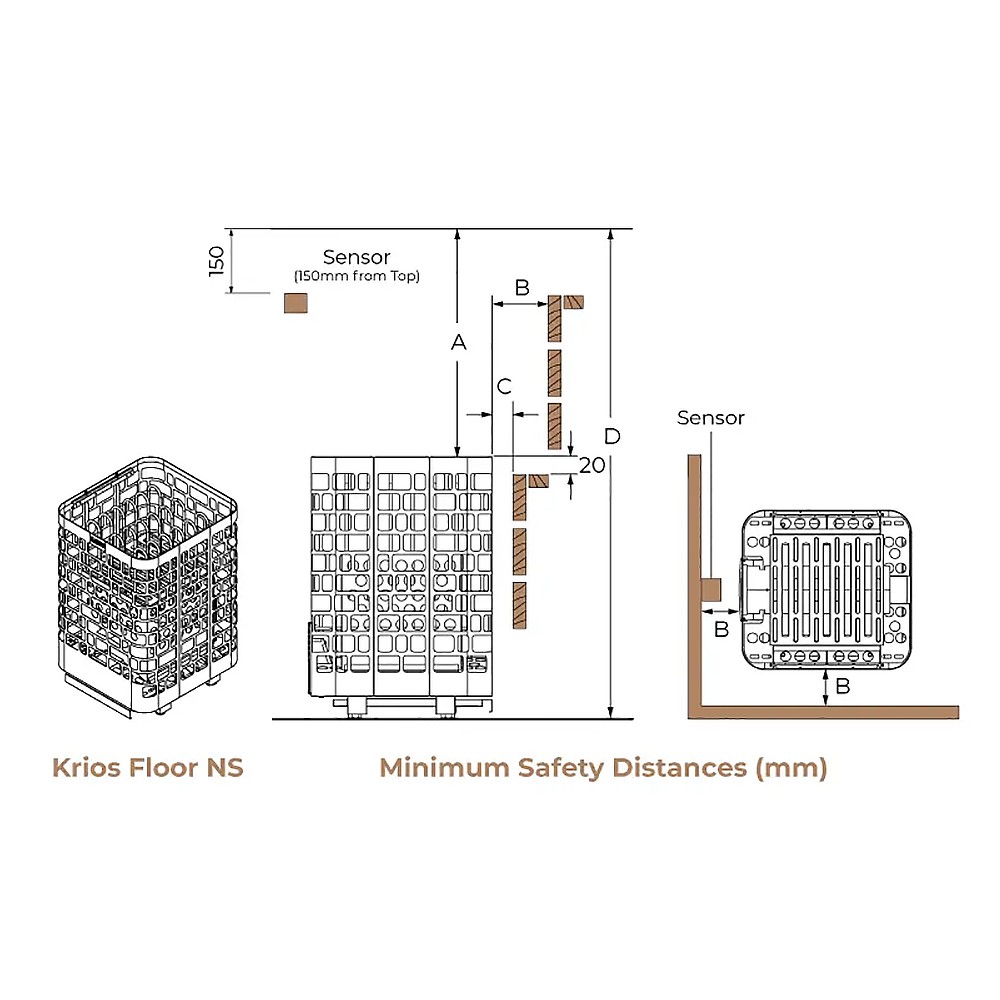 Электрическая печь Krios Floor напольная, без пульта, 15 кВт