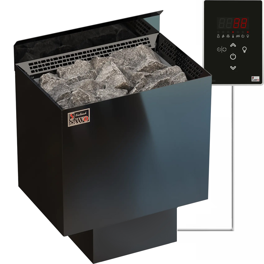 Электрическая печь Nordex Plus 2.0 Black Ni2 настенная, встроенный блок мощности, пульт дополнительно, 4,5 кВт, черная