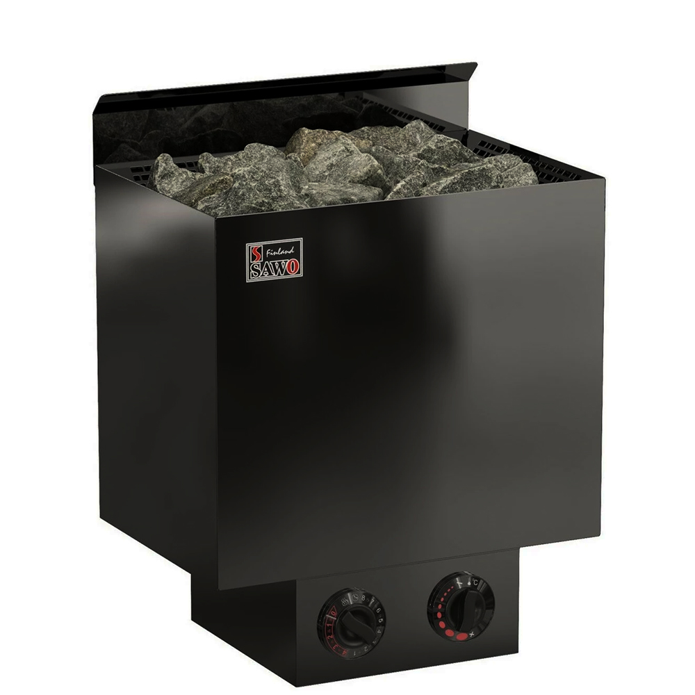 Электрокаменка Nordex Plus 2.0 Black NB настенная, встроенный пульт с блоком мощности, 4,5 кВт , 3-6 м³, черная