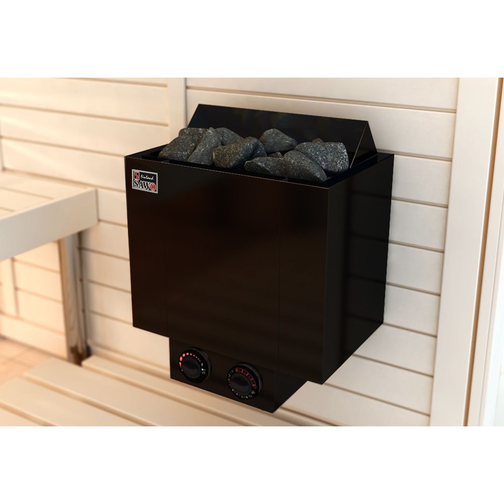 Электрокаменка Nordex Plus 2.0 Black NB настенная, встроенный пульт с блоком мощности, 4,5 кВт , 3-6 м³, черная