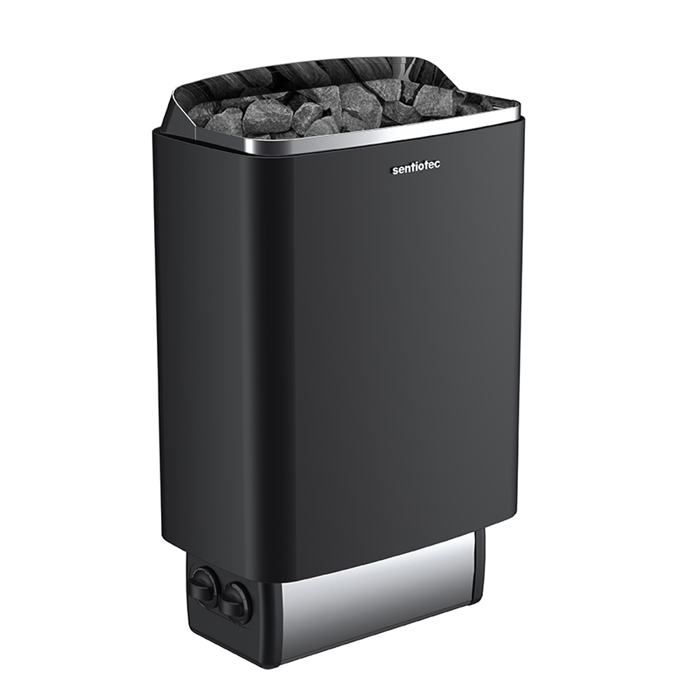 Электрическая печь для сауны Sentiotec 100 series, черная, 8 кВт со встроенным управлением