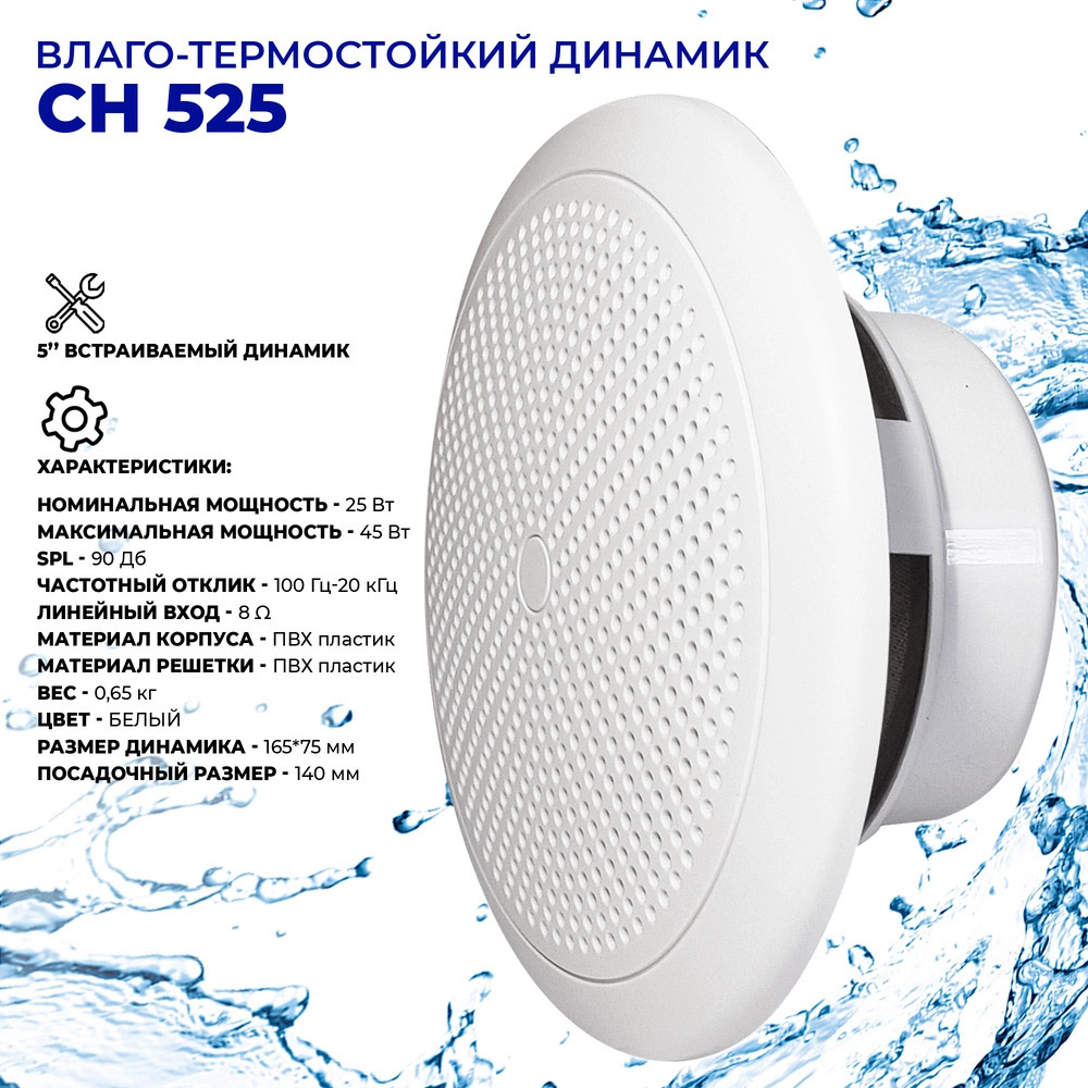 Влагостойкая акустическая система Steam & Water SW 2 Black STANDARTk - музыка для бани, сауны, хамама, катера, яхты, влажных помещений