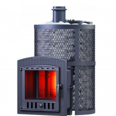 Чугунная банная печь Авангард ЗКН 25 (П2) Ураган в круглой сетке