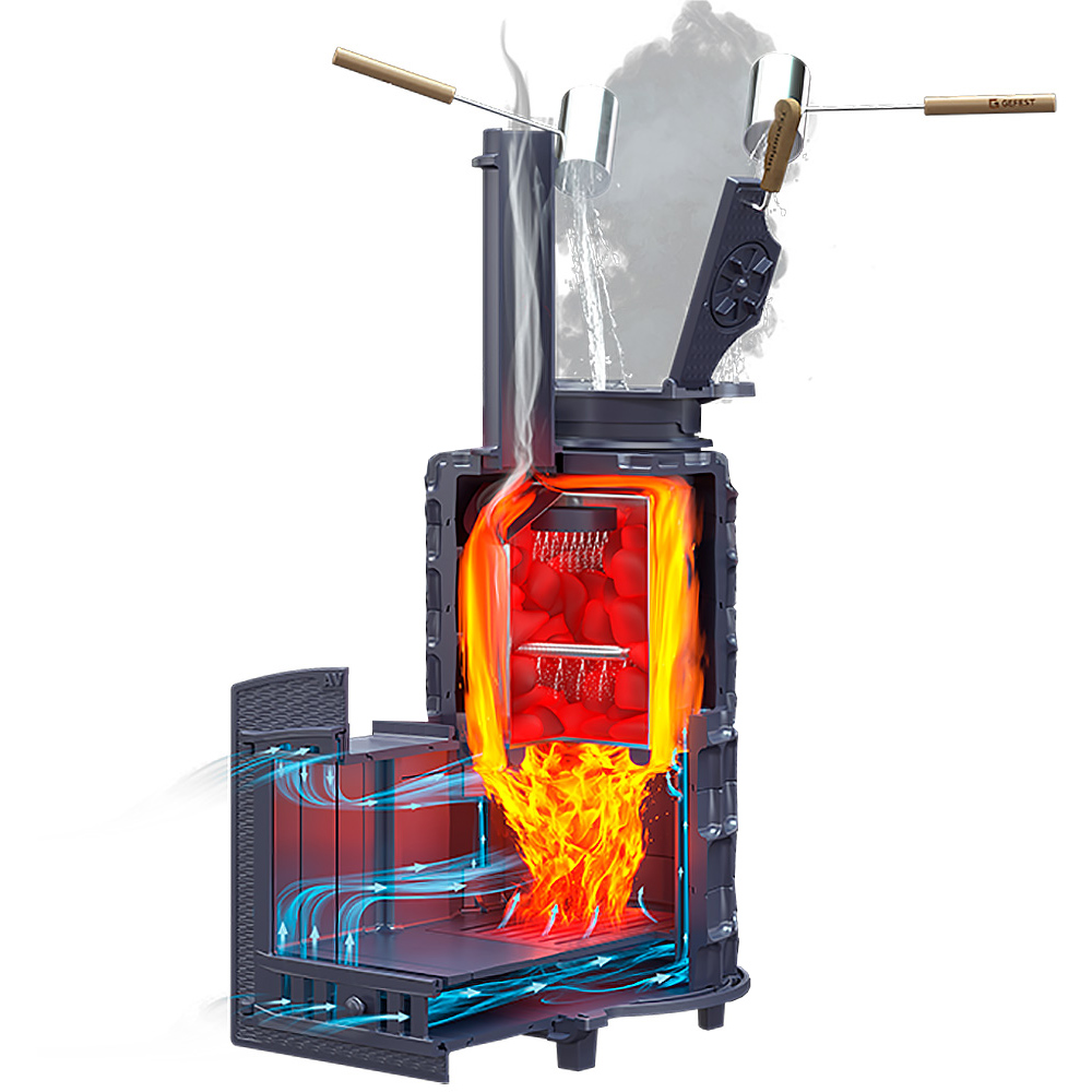 Печь Гефест Авангард ЗКН 35 (П2) под обкладку с панорамной дверцей со стеклом для парных до 35 м³