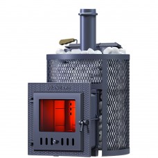 Чугунная банная печь Авангард ЗК 25 (М) Ураган в круглой сетке