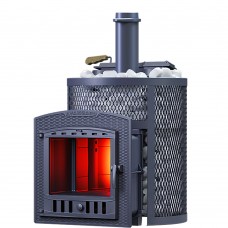 Чугунная банная печь Авангард ЗК 25 (П2) Ураган в круглой сетке