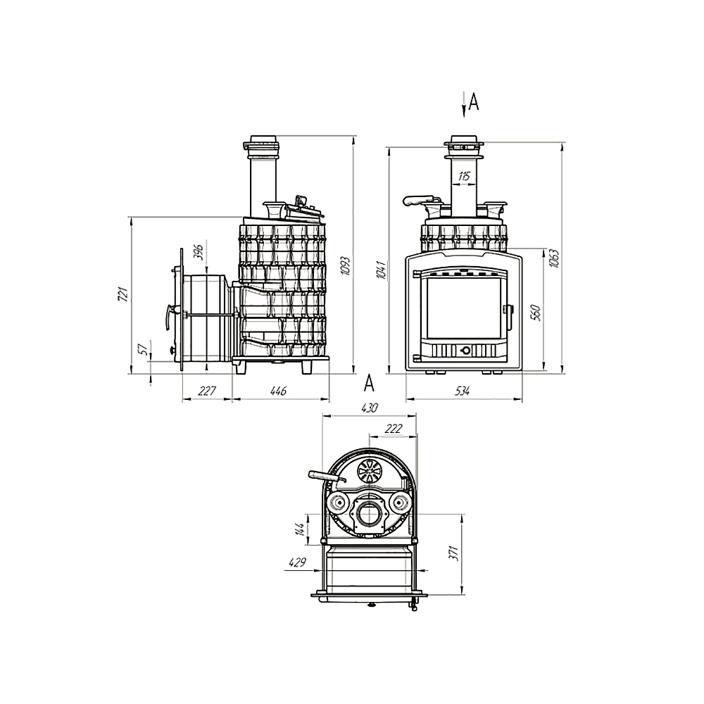 Печь Гефест Авангард ЗК 25 (П2) под обкладку с панорамной дверцей со стеклом для парных до 25 м³