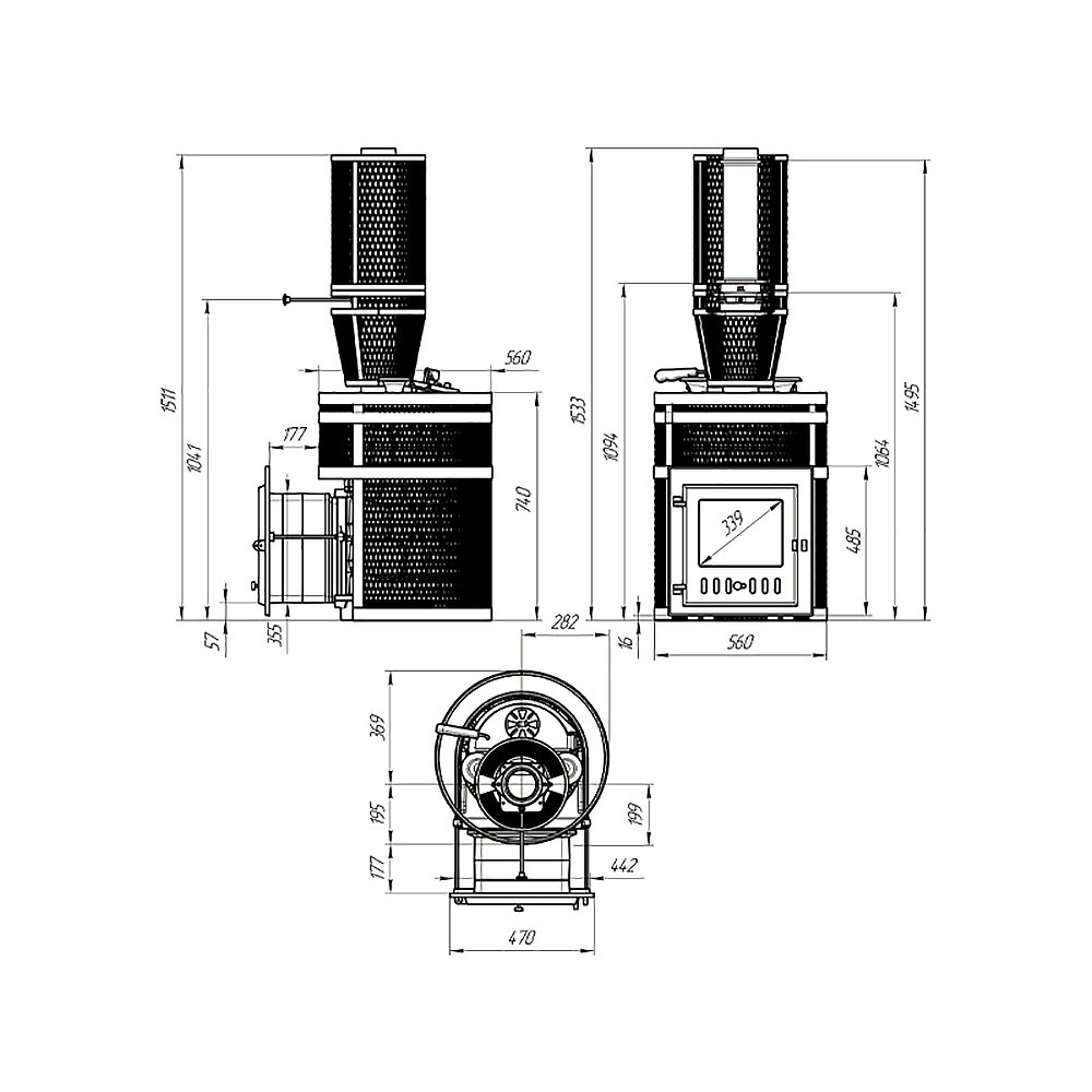 Печь Авангард ЗК 25 Ураган (М) с сеткой для камней и дверцей со стеклом для парных до 25 м³