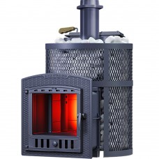 Чугунная банная печь Авангард ЗК 35 (П2) Ураган в круглой сетке