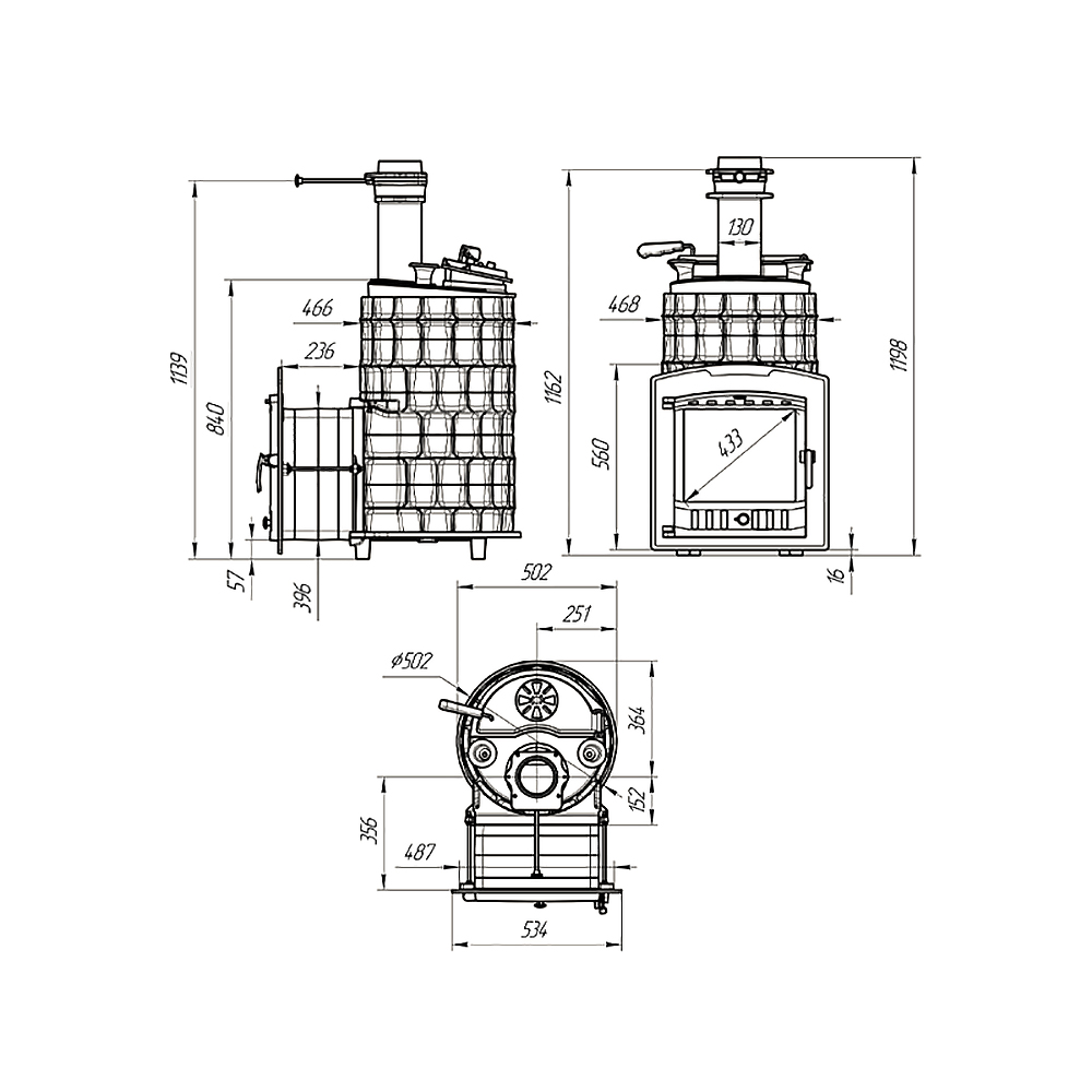 Печь Гефест Авангард ЗК 35 (П2) под обкладку с панорамной дверцей со стеклом для парных до 35 м³