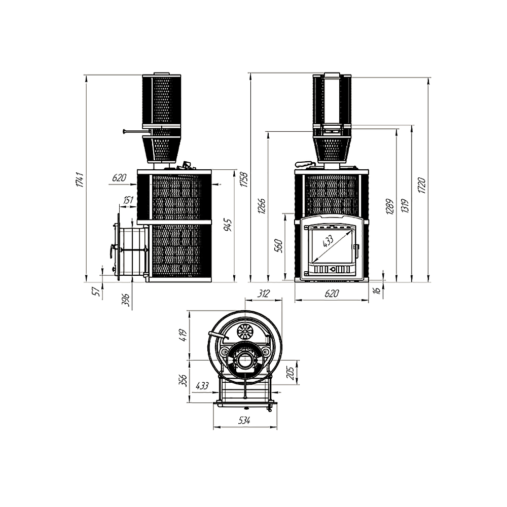 Печь Гефест Авангард ЗК 40 Ураган (П2) с сеткой для камней и панорамной дверцей со стеклом для парных до 40 м³