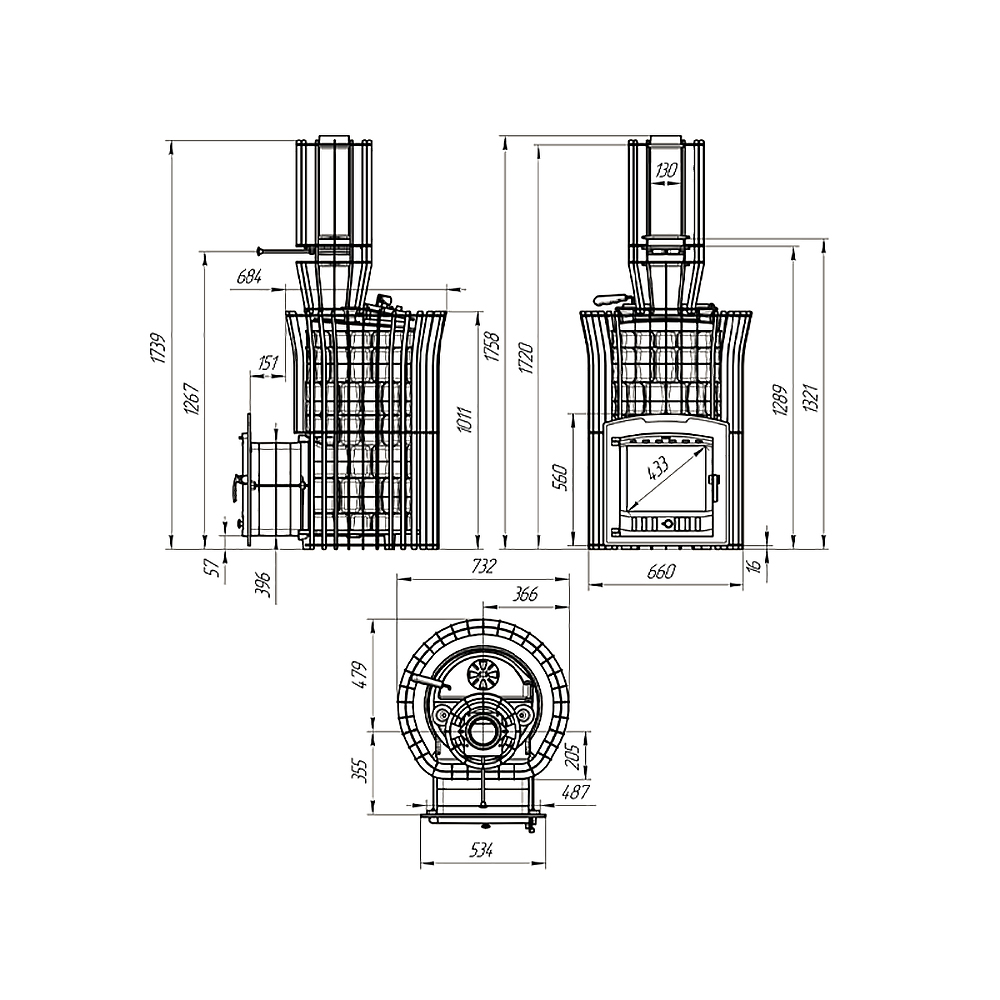 Печь Гефест Авангард ЗК 40 Ураган (П2) с сеткой для камней Тюльпан и панорамной дверцей со стеклом для парных до 40 м³