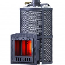 Чугунная банная печь Авангард ЗК 40 (П2) Ураган в круглой сетке