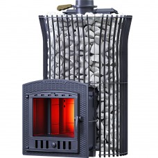 Чугунная банная печь Авангард ЗК 40 (П2) Ураган в сетке Тюльпан