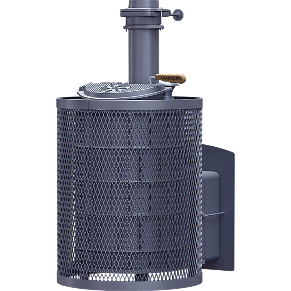 Печь Авангард ЗК 35 Ураган (П2) с сеткой для камней и панорамной дверцей со стеклом для парных до 35 м³