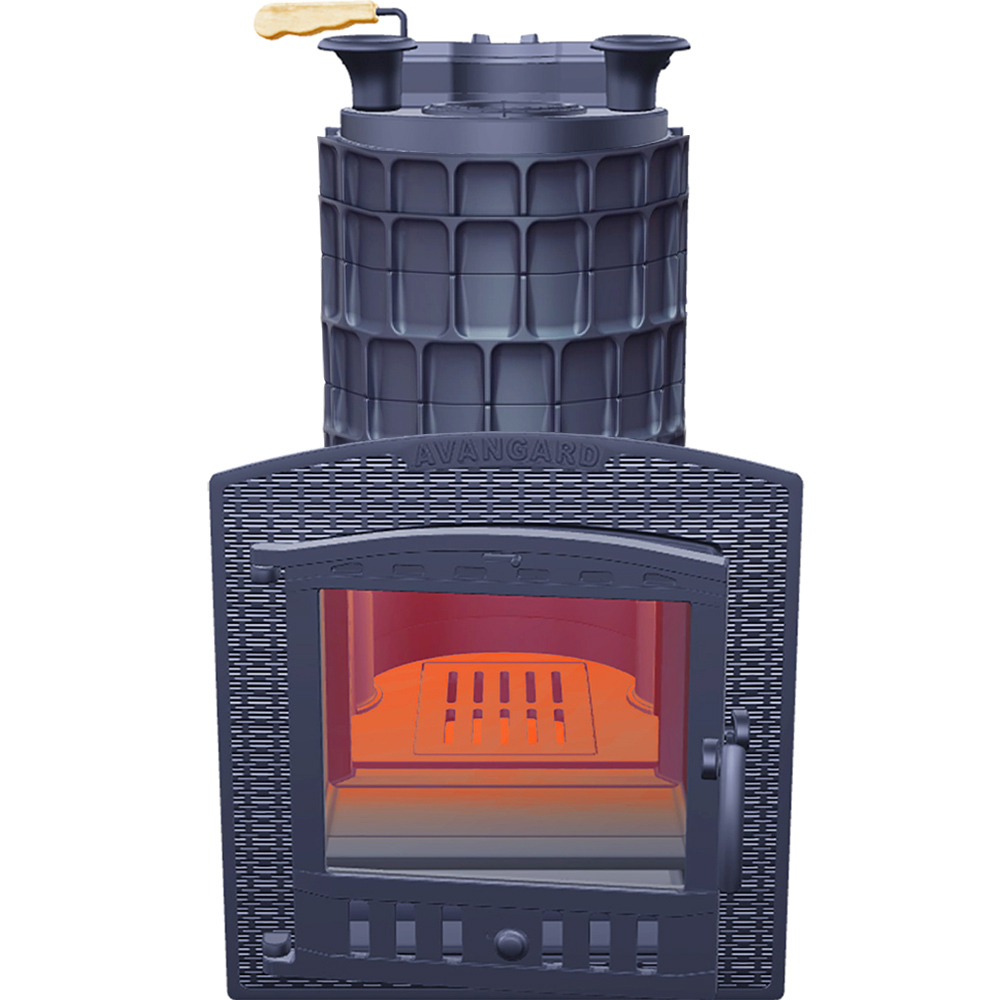 Печь Гефест Авангард ЗК 40 Ураган (П2) под обкладку с панорамной дверцей со стеклом для парных до 40 м³