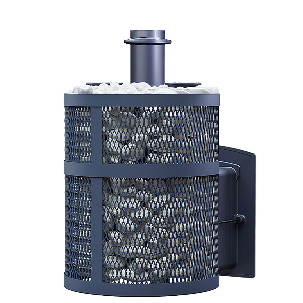 Печь Искандер ЗК 16 Ураган с сеткой для камней и панорамной дверцей со стеклом для парных до 16 м³