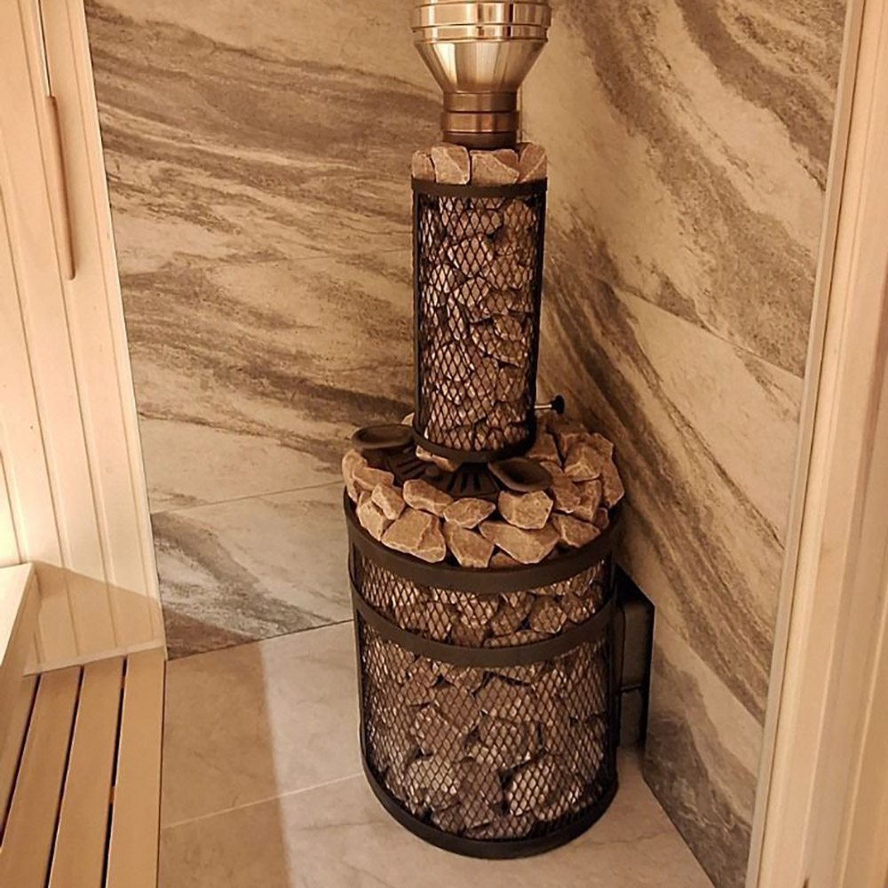 Печь Искандер ЗК 18 Pro Ураган  с доп. кольцом, с сеткой для камней и панорамной дверцей со стеклом для парных до 18 м³