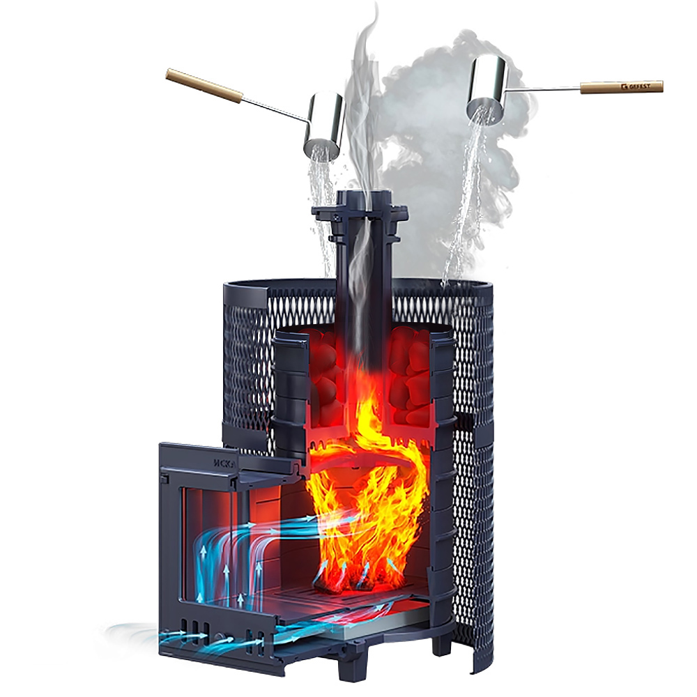 Печь Искандер 25 с сеткой для камней и дверцей со стеклом для парных до 25 м³