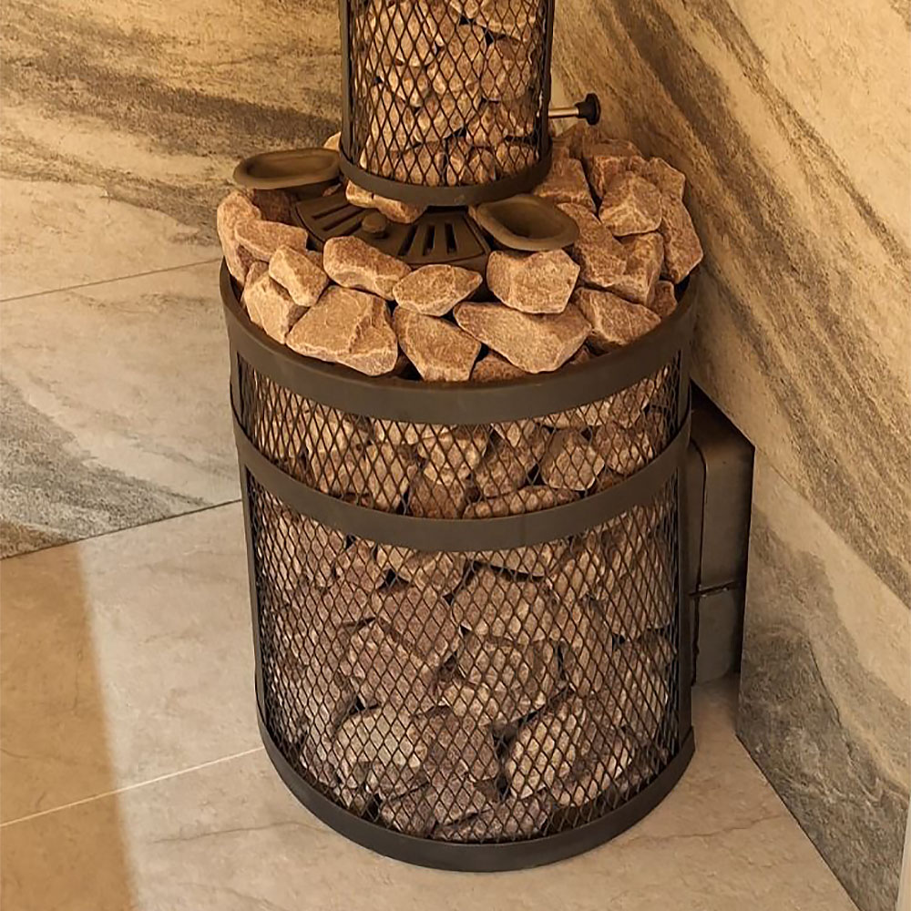 Печь Искандер ЗК 25 Pro Ураган с доп. кольцом, с сеткой для камней и дверцей со стеклом для парных до 25 м³