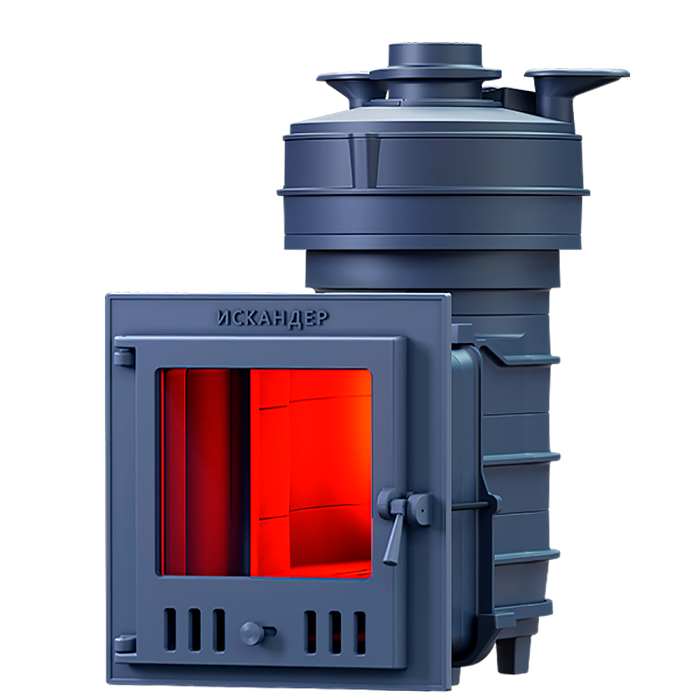 Печь-комплект Искандер ЗК 18 Pro с доп. кольцом под обкладку с дверцей со стеклом  для парных до 18 м³