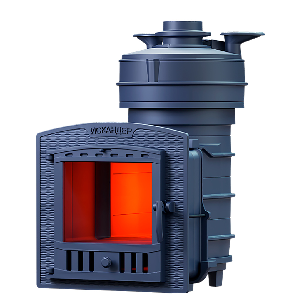 Печь-комплект Искандер ЗК 18 Pro с доп. кольцом под обкладку с панорамной дверцей со стеклом  для парных до 18 м³