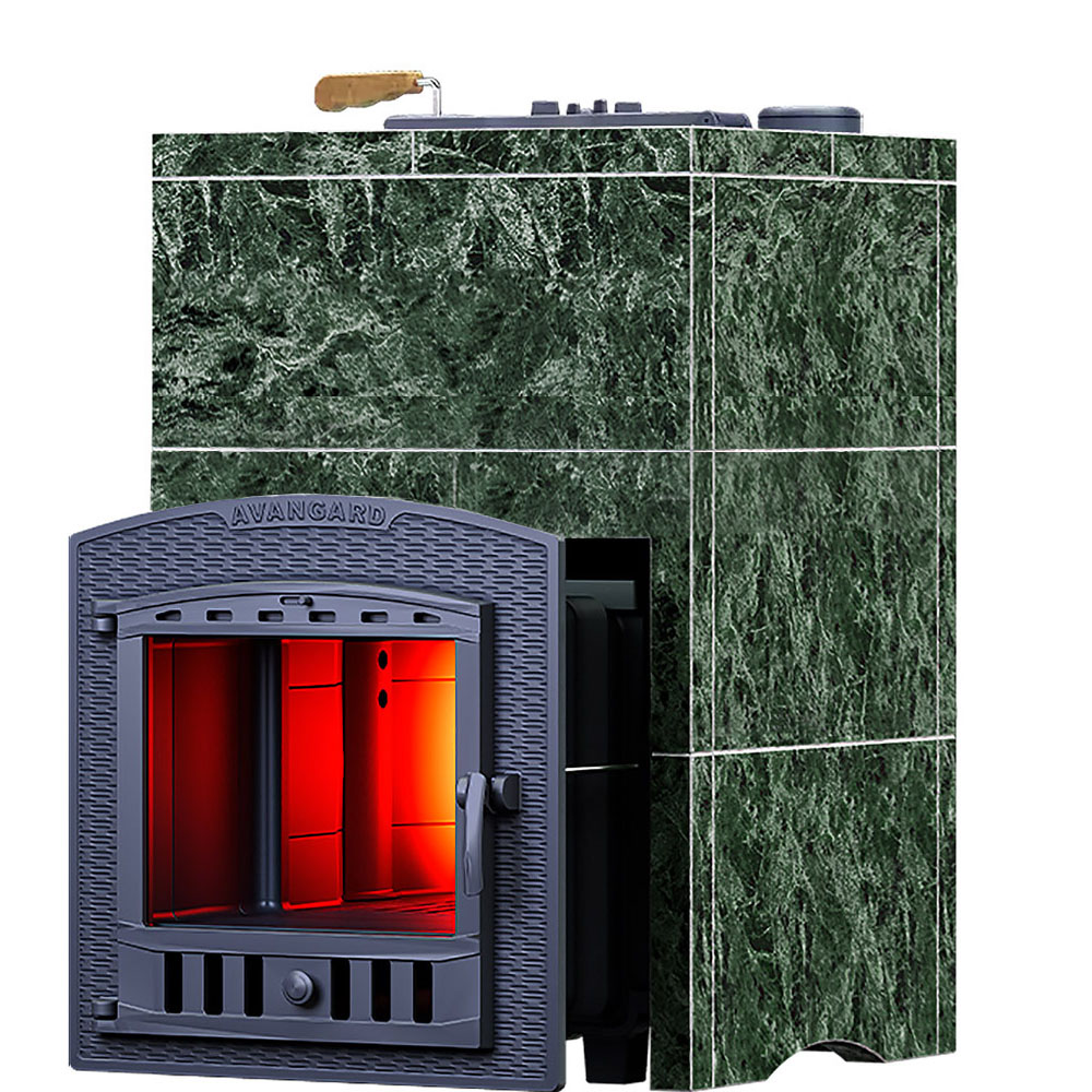Печь Авангард ЗК 35 в облицовке Классика 940/40 Змеевик и панорамной дверцей со стеклом для парных до 35 м³