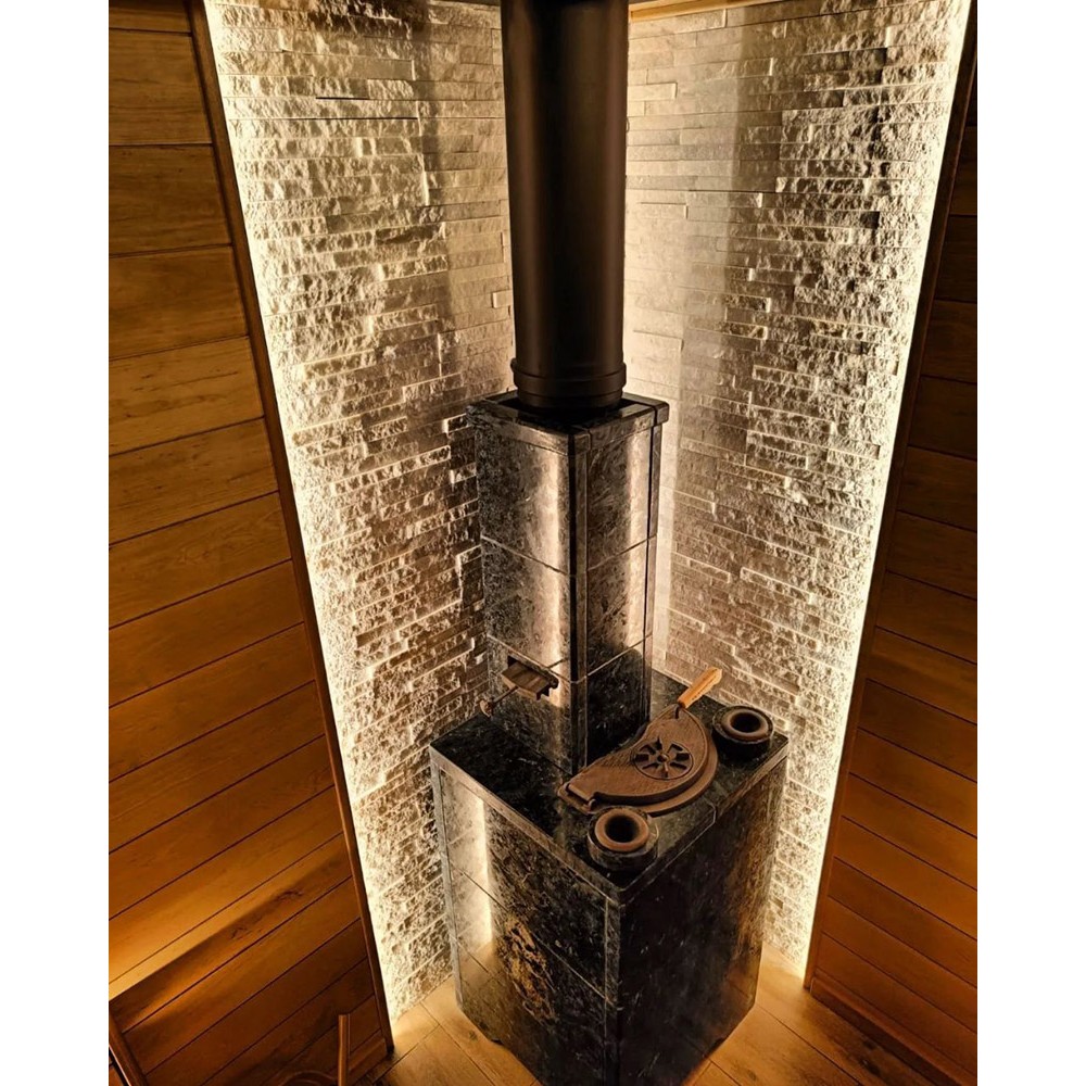 Печь Авангард ЗК 40 в облицовке Классика 1065/45 Пироксенит и панорамной дверцей со стеклом для парных до 40 м³