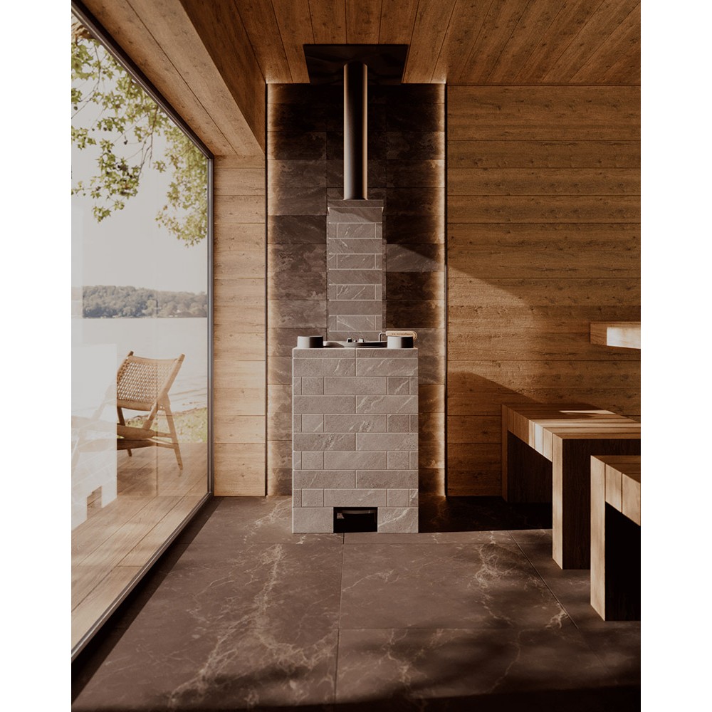 Печь Авангард ЗК 25 в облицовке Оптима 725/40 Змеевик кирпич и дверцей со стеклом для парных до 25 м³