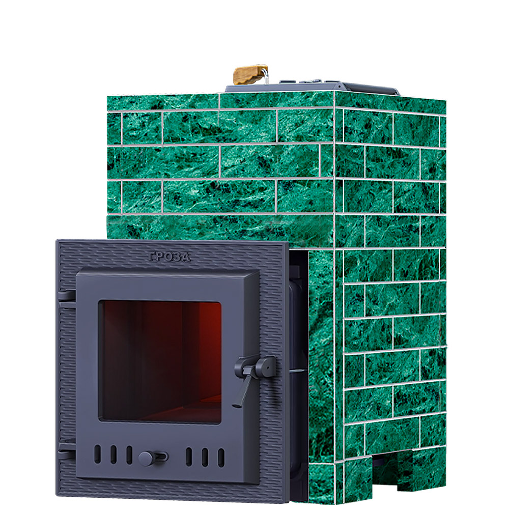 Печь Гроза 18 в облицовке Классика 850/40 Змеевик кирпич и дверцей со стеклом для парных до 18 м³