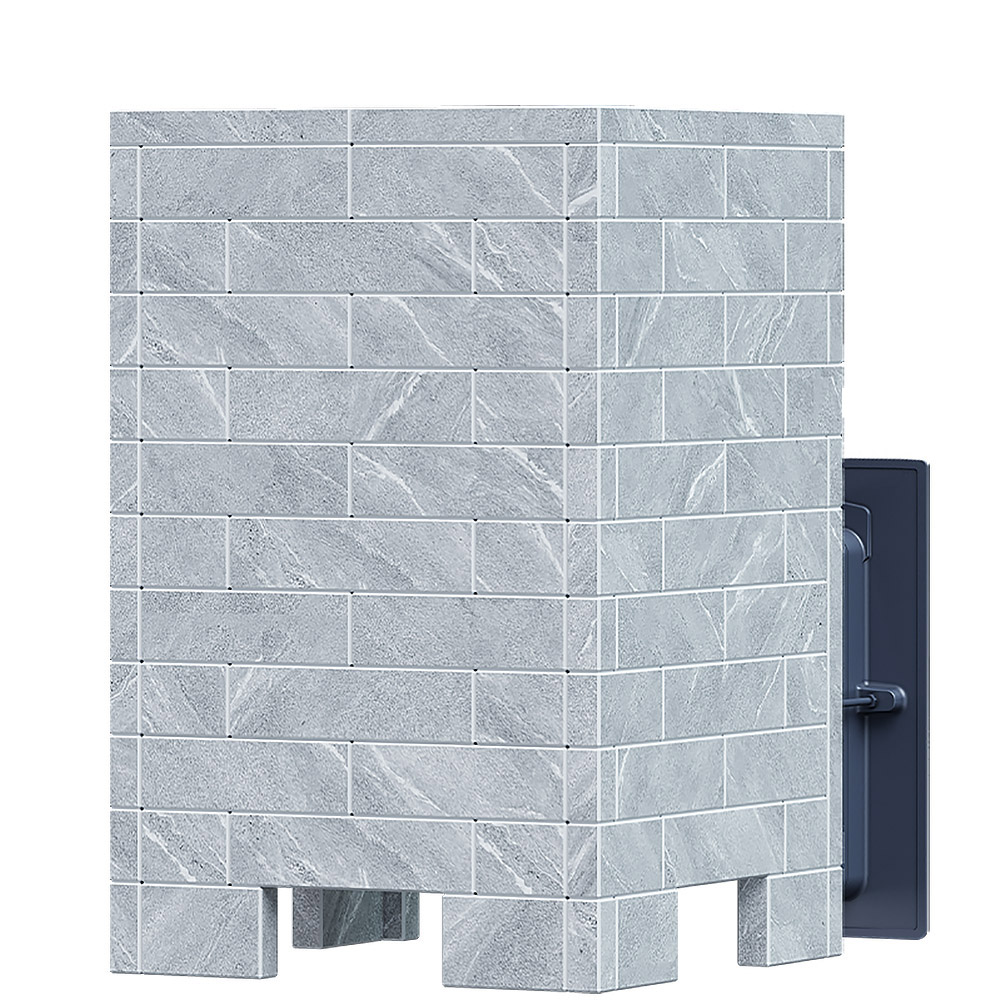 Печь Гроза 18 в облицовке Классика 850/40 Талькохлорит кирпич и дверцей со стеклом для парных до 18 м³