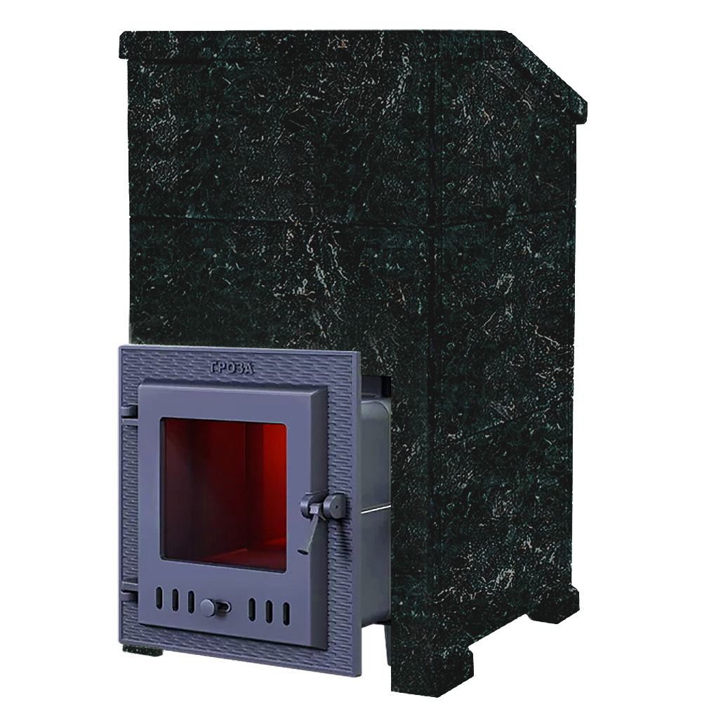 Печь Гроза 24 в облицовке Классика 930/30/40 Пироксенит и дверцей со стеклом для парных до 24 м³