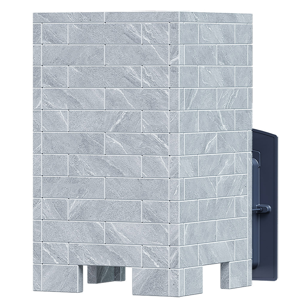 Печь Гроза 24 в облицовке Классика 930/40 Талькохлорит кирпич и панорамной дверцей со стеклом для парных до 24 м³