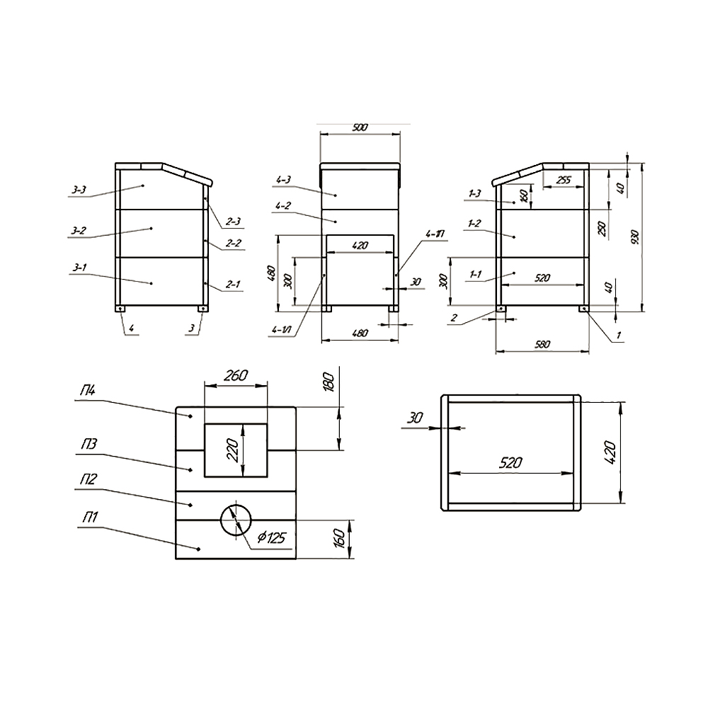 Печь Гроза 24 в облицовке Классика 930/30/40 Пироксенит и панорамной дверцей со стеклом для парных до 24 м³