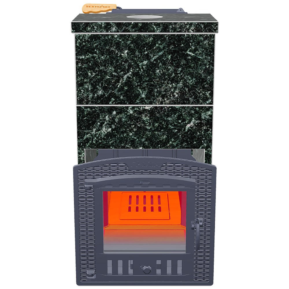 Печь Гроза 24 в облицовке Классика 930/30/40 Пироксенит и панорамной дверцей со стеклом для парных до 24 м³