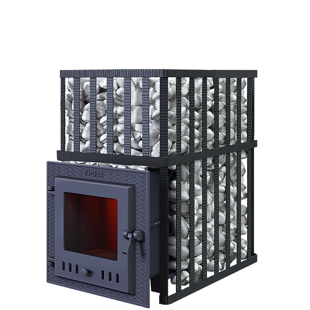 Чугунная банная печь Гроза 24 (М) в сетке