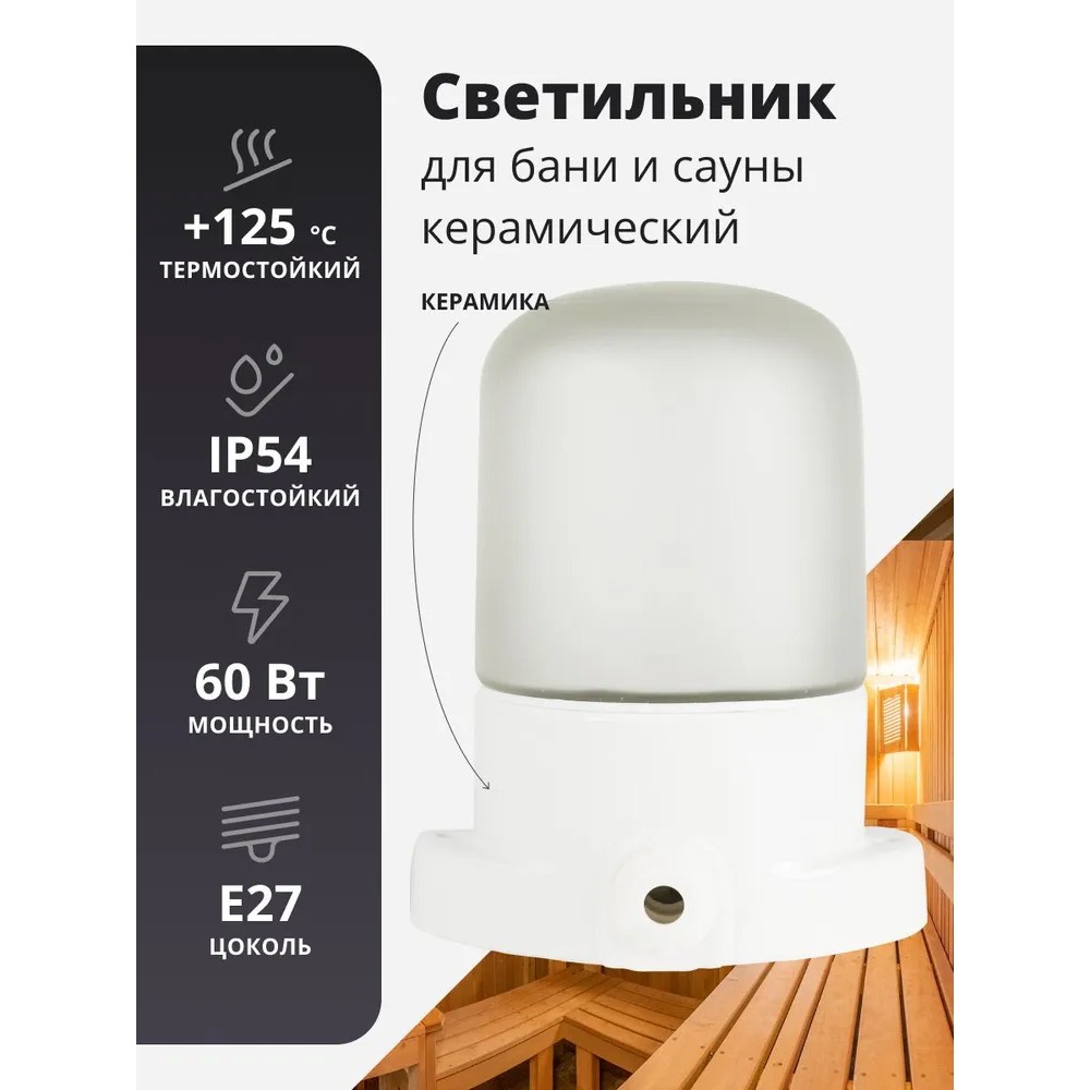 Светильник для бани Облик LK400 прямой настенно-потолочный